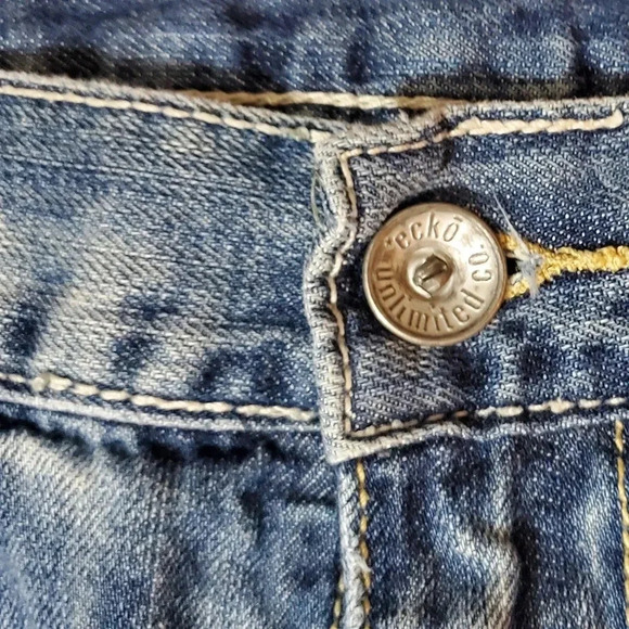 Vintage 90s Ecko Baggy Fit 1972 Jeans Mens Light Wash‎ 40 x 32 Distressed. - Picture 3 of 15